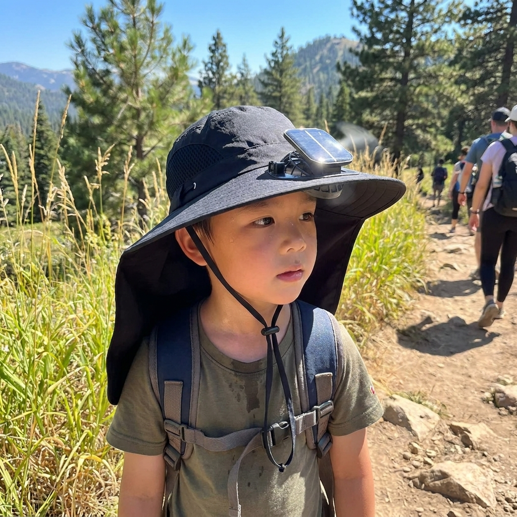 Adjustable Kids Solar Fan Hat