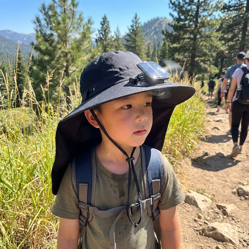 Adjustable Kids Solar Fan Hat