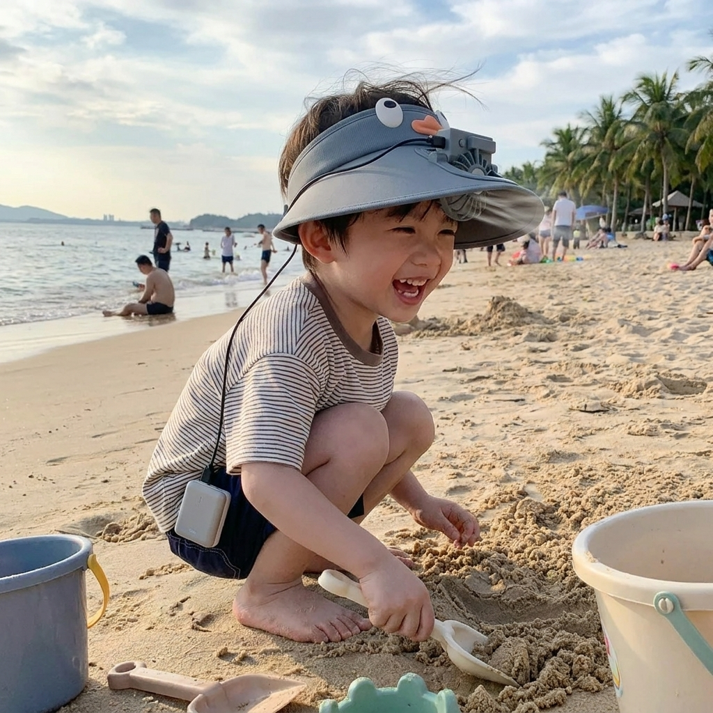 Kids Sun Visor Hat with Cooling Fan Hat