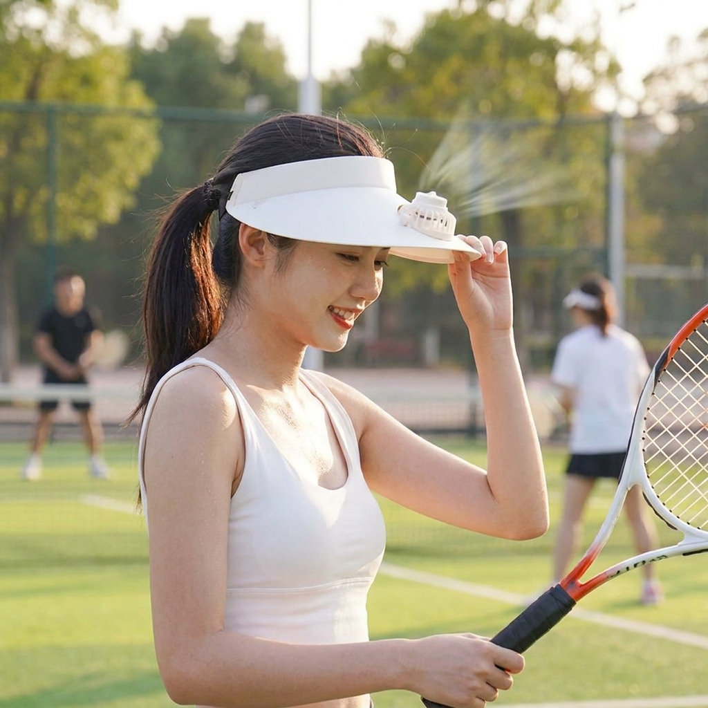 Sun Visor Hat with Cooling Fan